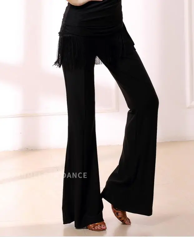 Брюки женские длинные черные для латиноамериканских танцев Chacha/Rumba/Samba/Tango |