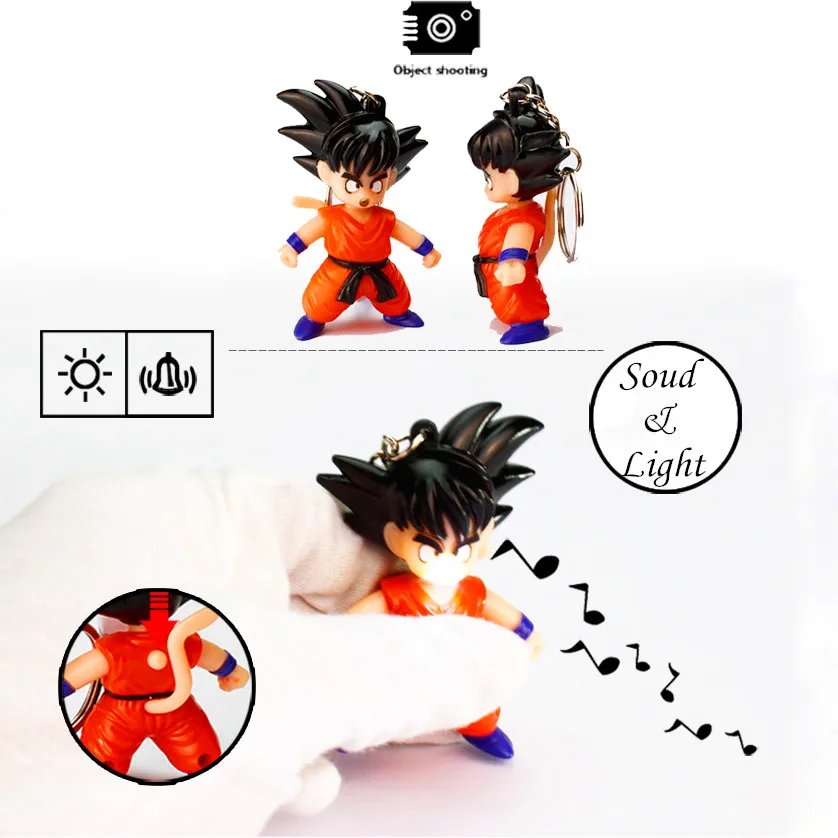 СВЕТОДИОДНЫЙ брелок Dragon Ball Z фигурка героя игрушки мини Гоку подвеска со звуком