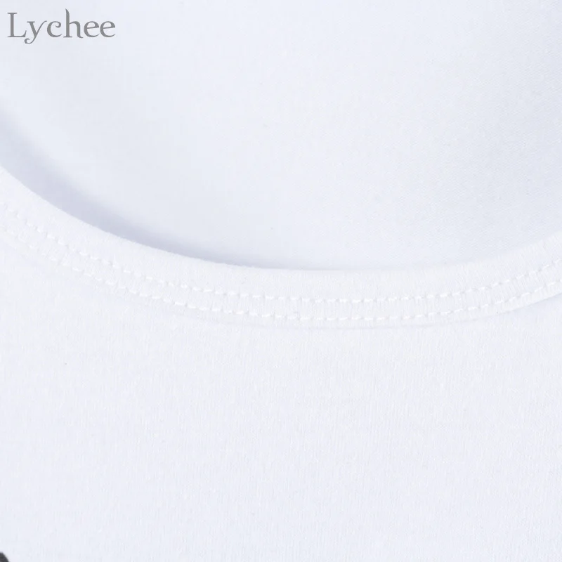 Летняя женская футболка Lychee в стиле Харадзюку Повседневная Свободная с надписью