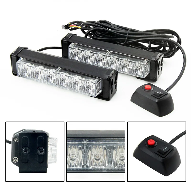 FLYCAR 6 светодиодных аварийных предупреждающих стробоскопов 12 В 24 в белый/красный