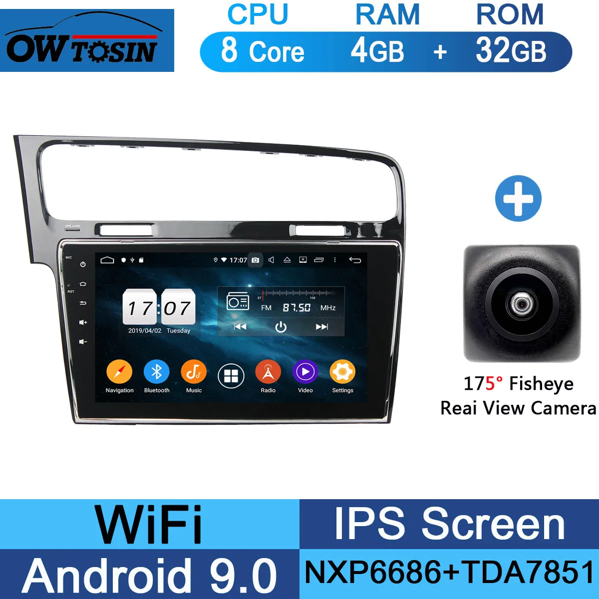 32G Fisheye Camera 10," ips 8 ядерный 4G+ 64G Android 9,0 автомобильный dvd-плеер для Volkswagen Golf 7 VII VW Golf MK7 R 2013- gps Радио DSP CarPlay Parrot - Цвет: 32G Fisheye Camera