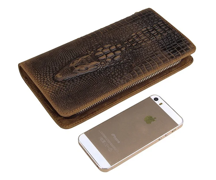 Длинный кошелек из настоящей кожи с крокодиловым узором, модный дизайн, новый стиль бизнес кардхолдер, сумка-портфель для мужчин 8068R.