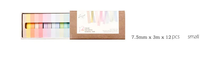 red small 7.5mmX3m 12 шт./компл. Kawaii простой сплошной цвет Васи лента Набор DIY Скрапбукинг Маскировочная лента школьные офисные принадлежности пуля журнал sl1637 - Цвет: red small 7.5mmX3m