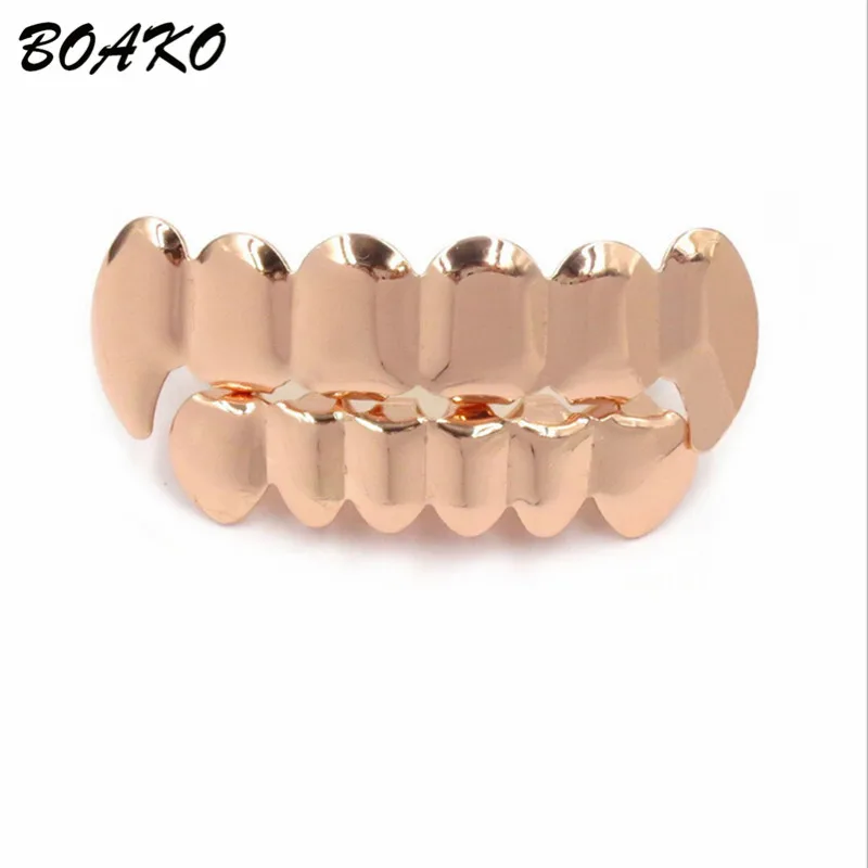 BOAKO золотые накладные зубы Grillz набор верхних и нижних грилей зубные хип-хоп зубные колпачки панк зубные грили мужские Cosply Rapper Украшения для тела