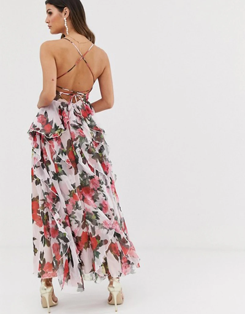 Сексуальные модные богемные платья с v-образным вырезом на бретельках открытой