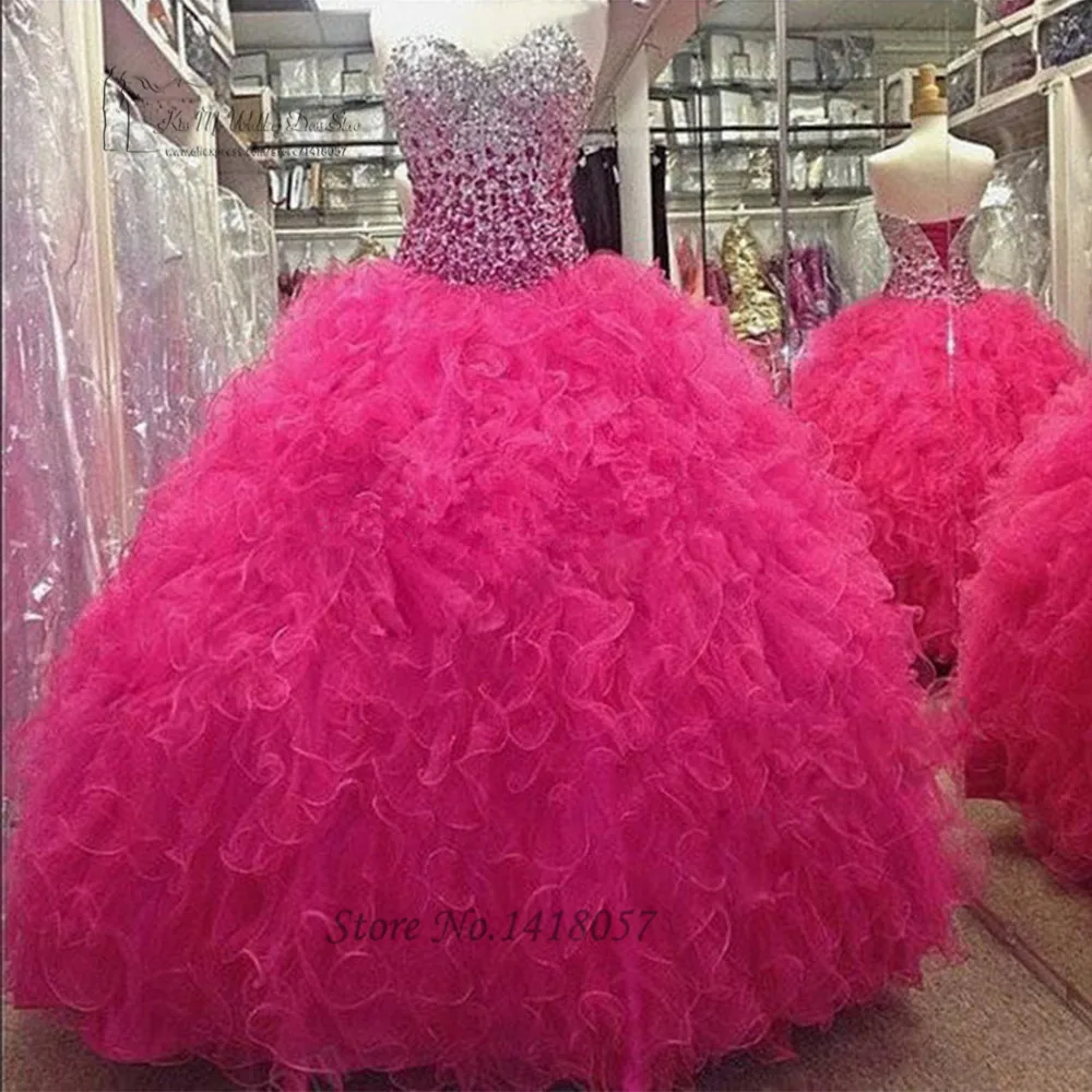 Женское платье из органзы с оборками и кристаллами 15 лет|quinceanera dresses 2016|sweet 16