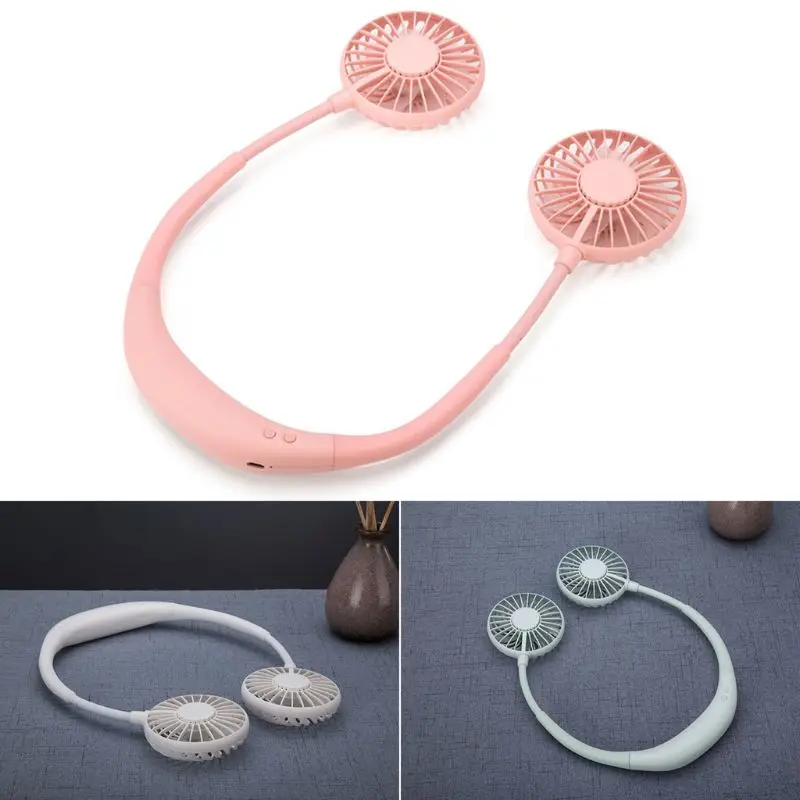 Ручной спортивный двойной вентилятор портативный шейный ремешок подвесной USB 2000