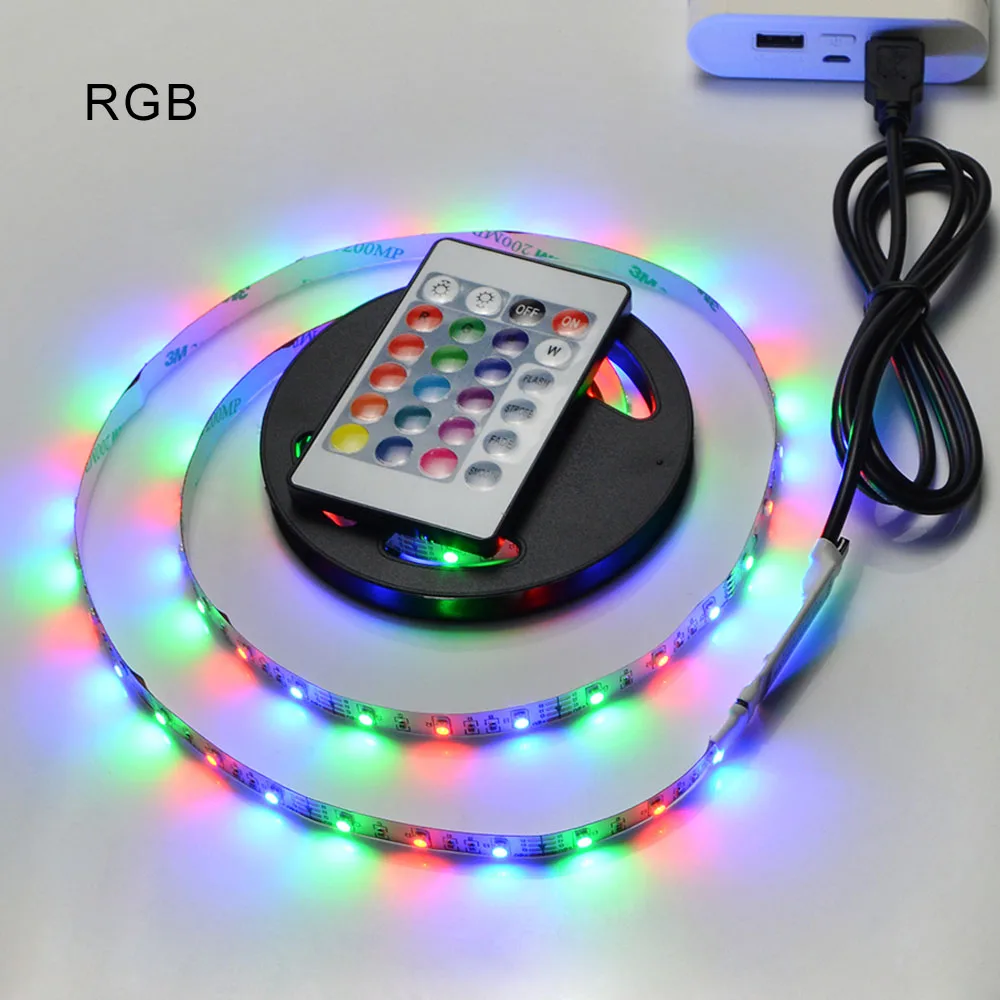 RGB with Remoter Светодиодный кухонный светильник 5 в RGB Светодиодный светильник для кухни 1 м 2 м 3 м 4 м USB порт DIY под Тумба для телевизора фоновое освещение Светодиодные светильники для дома - Цвет: RGB with Remoter