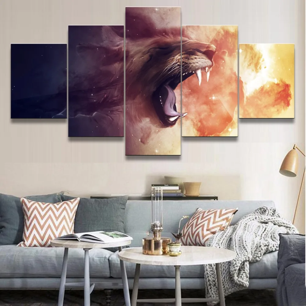 Декор фотографии Винтаж Home Decor рамы картины на холсте плакат и печатает 5 шт. Лев с