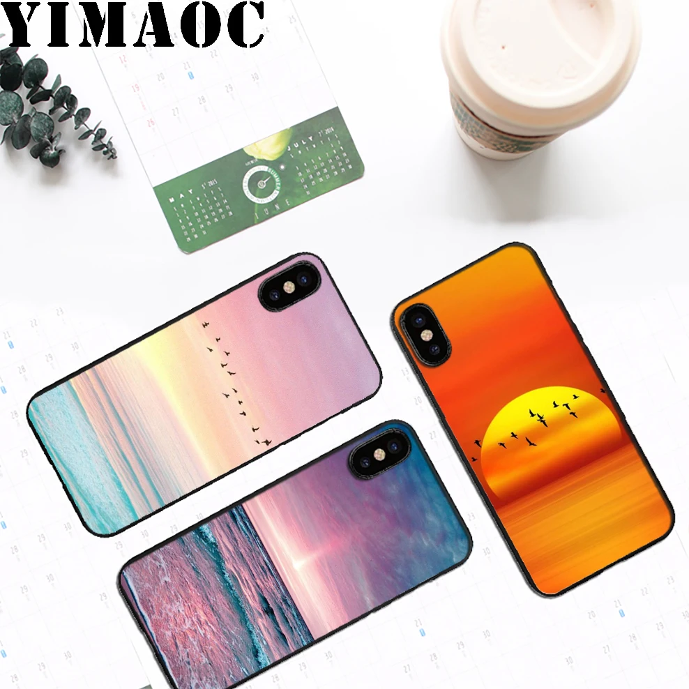 YIMAOC удивительный закат с птицами Мягкий силиконовый чехол для iPhone 11 Pro Xr Xs Max X или