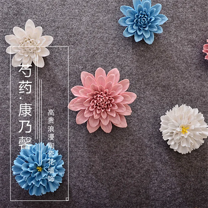Peony medicine carnation wall decoration ceramic flower ornament decorative plate creative home decor 3D hanging pendant | Дом и сад