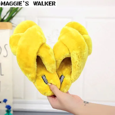 Maggie's Walker/женские модные тапочки из искусственного меха Детские плюшевые