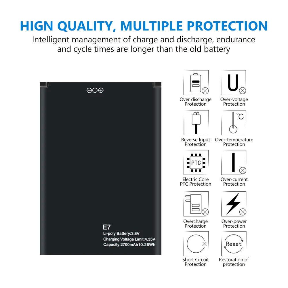 YCDC high quality 2700mAh Li-ion Battery For Blackview E7 E7S Cell Phone Replacement Lithium Polymer Mobile Phone Batteries