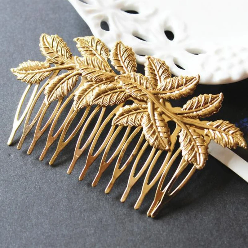 Модные заколки для волос Расческа форма золотой лист ветка шаблон Pin платье