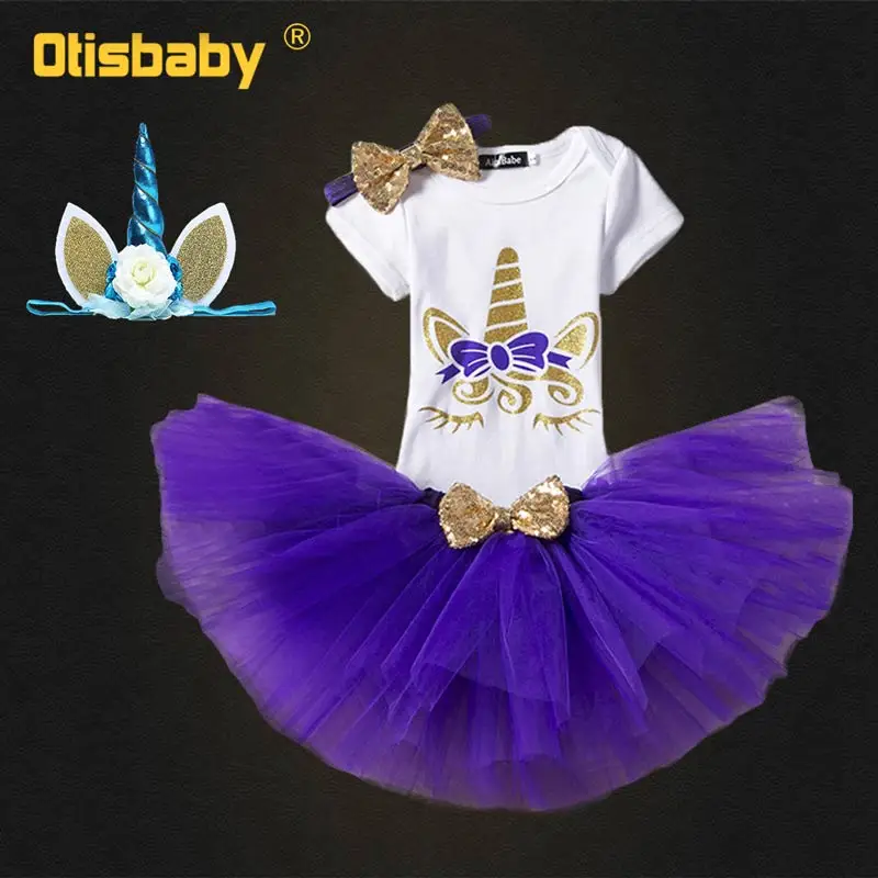 Purple Set Официального магазина Carter's 3 шт./компл. с надписью My First Christmas для девочек набор кистей с ручкой в форме единорога Детский комбинезон Одежда для новорожденных близнецов комбинезон, спортивный костюм+ вуаль платье-пачка для девочек - Цвет: Purple Set