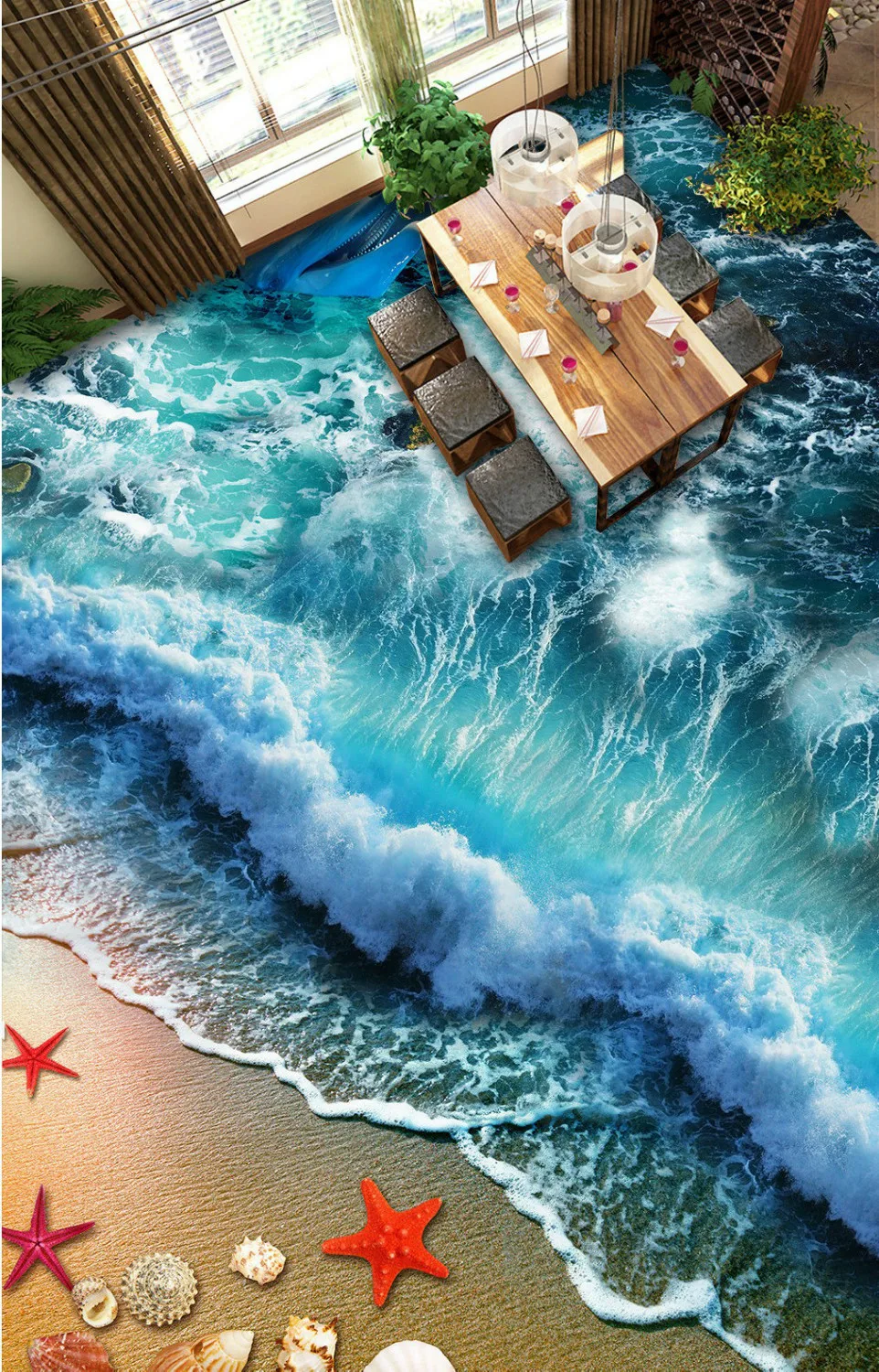 3D обои для пляжа серфинга и Нескользящие бесплатная доставка|floor mural|painting wallpaper3d