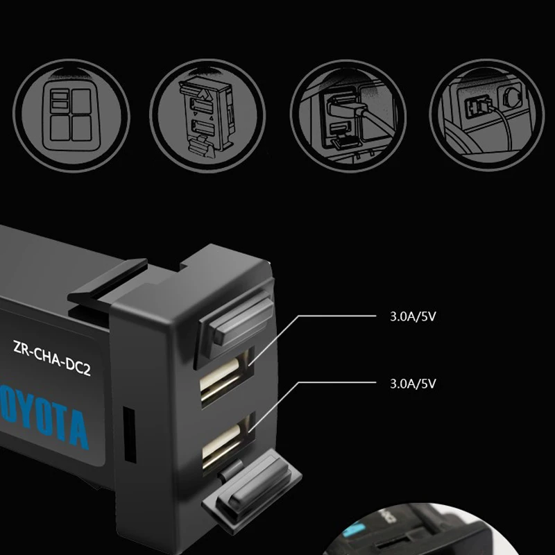 Автомобильный интерфейс с двойным USB разъемом для зарядного устройства и