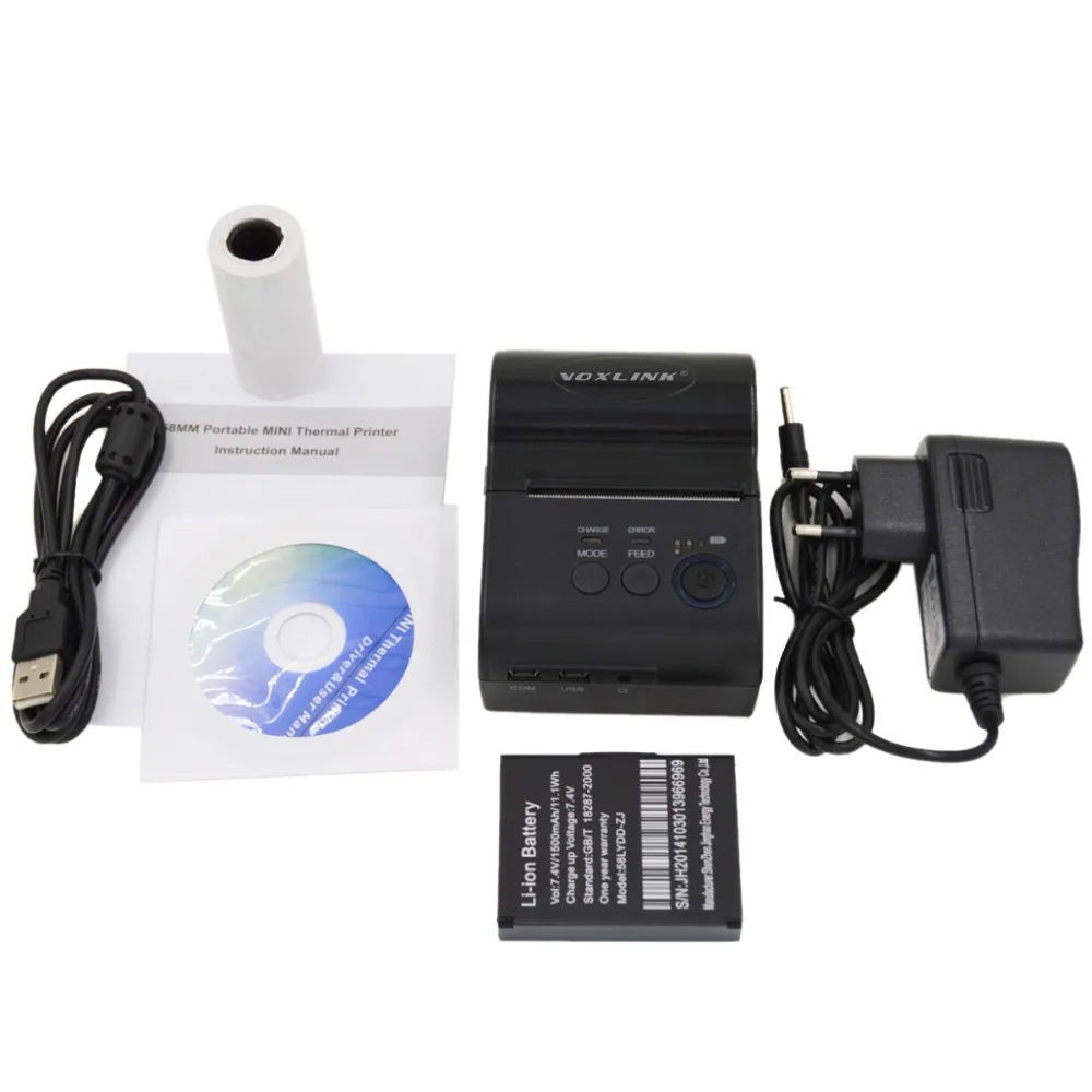 58 мм Портативный Bluetooth Термальность чековый принтер Android Оконные рамы мобильный с