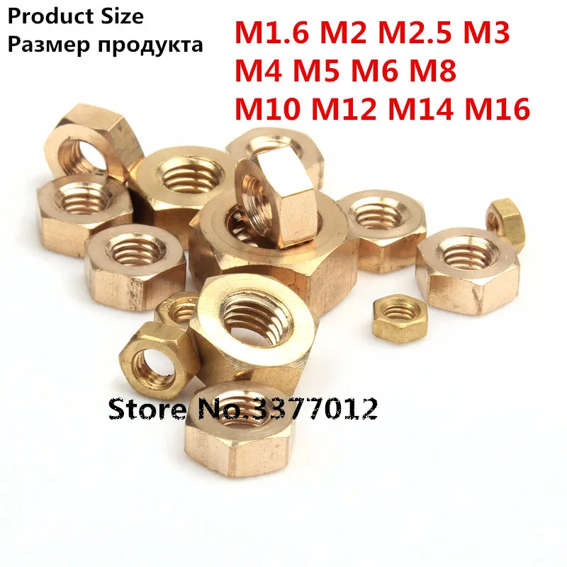

Copper hex nuts M1.6 M2 M2.5 M3 M4 M5 M6 M8 M10 M12 M14 M16 Brass Nut Copper Hexagonal Nut Brass Hex Nut