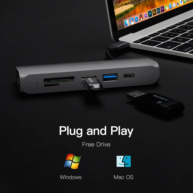 Vention USB C к HDMI концентратора Тип 3 0 4 K Thunderbolt адаптер для Macbook samsung Galaxy S9 huawei P20 Pro HUB |
