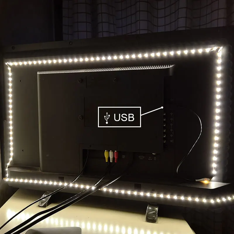 Светодиодная лента USB DC 5V 6V без водонепроницаемости RGB 3528 SMD может изменить цвет для фонового освещения телевизора с контроллером