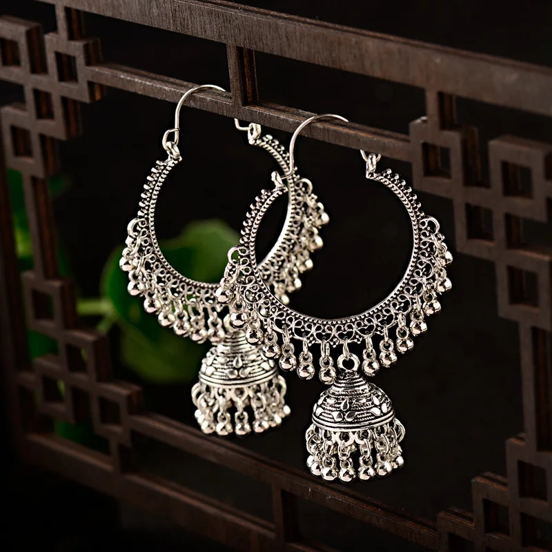 Классический этнический Для женщин Золотой Круглый кисточкой Jhumka серьги, индийские украшения геометрической формы, в стиле бохо, серьги с болтающимися частями, Kolczyki