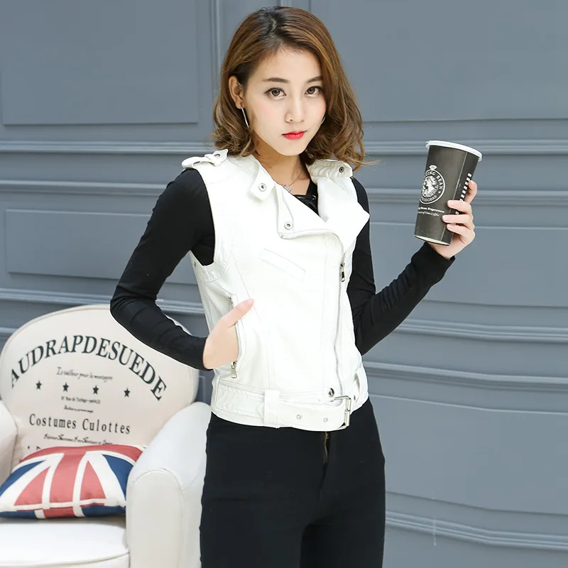 Новинка весны 2018 кожаная женская короткая куртка однотонная Повседневная тонкая