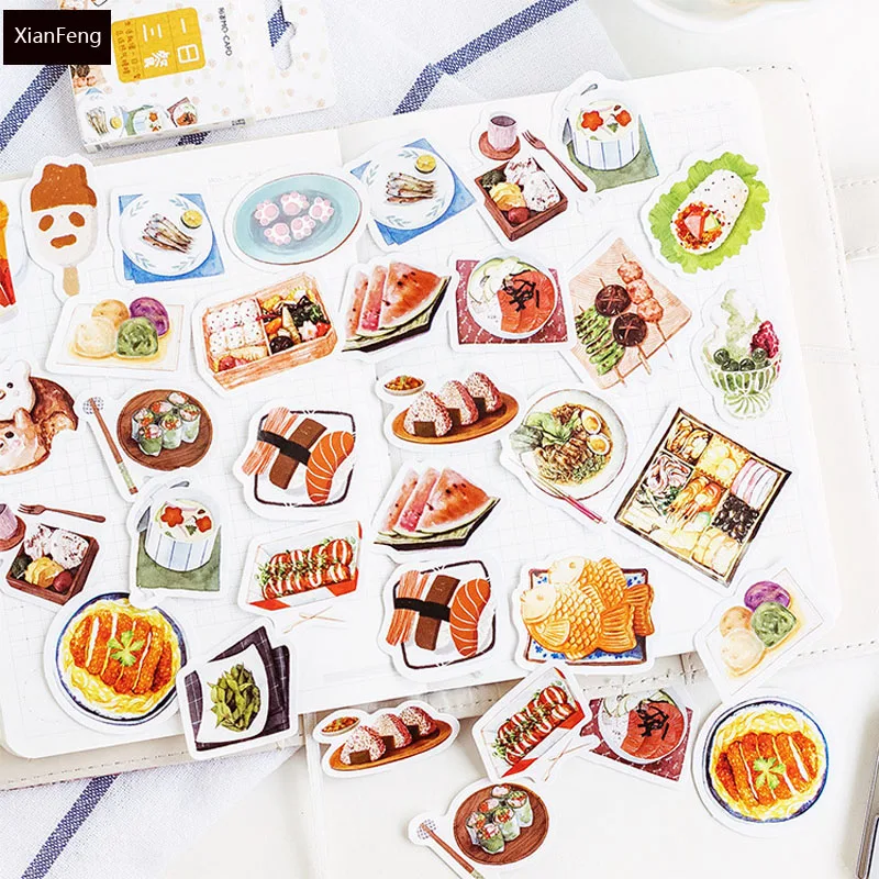 

46pcs /box Delicious Food Mini Decorative Stickers Scrapbooking DIY Diary Album Stick Label Decor Student Supply