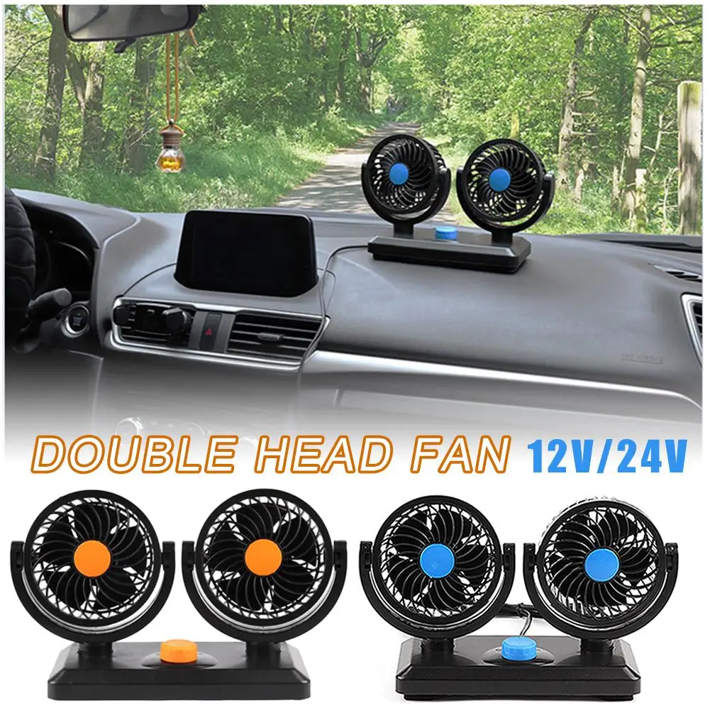 

Professional Car Fan 12V/24V Truck Universal Double Head Powerful Wind Cooling Electric Fan Fan 360 Degree Rotatable