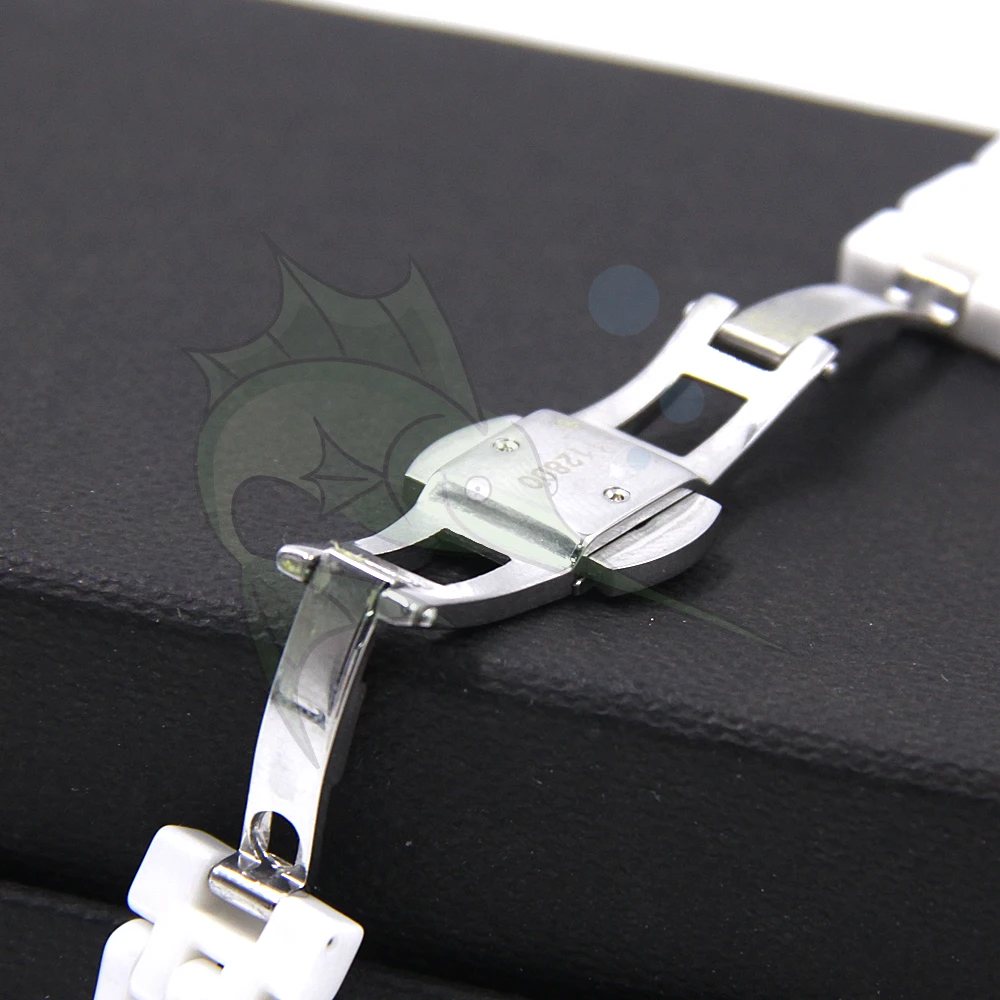 Ремешок для часов белый керамический 14 мм с пряжкой бабочкой|Ремешки часов| |