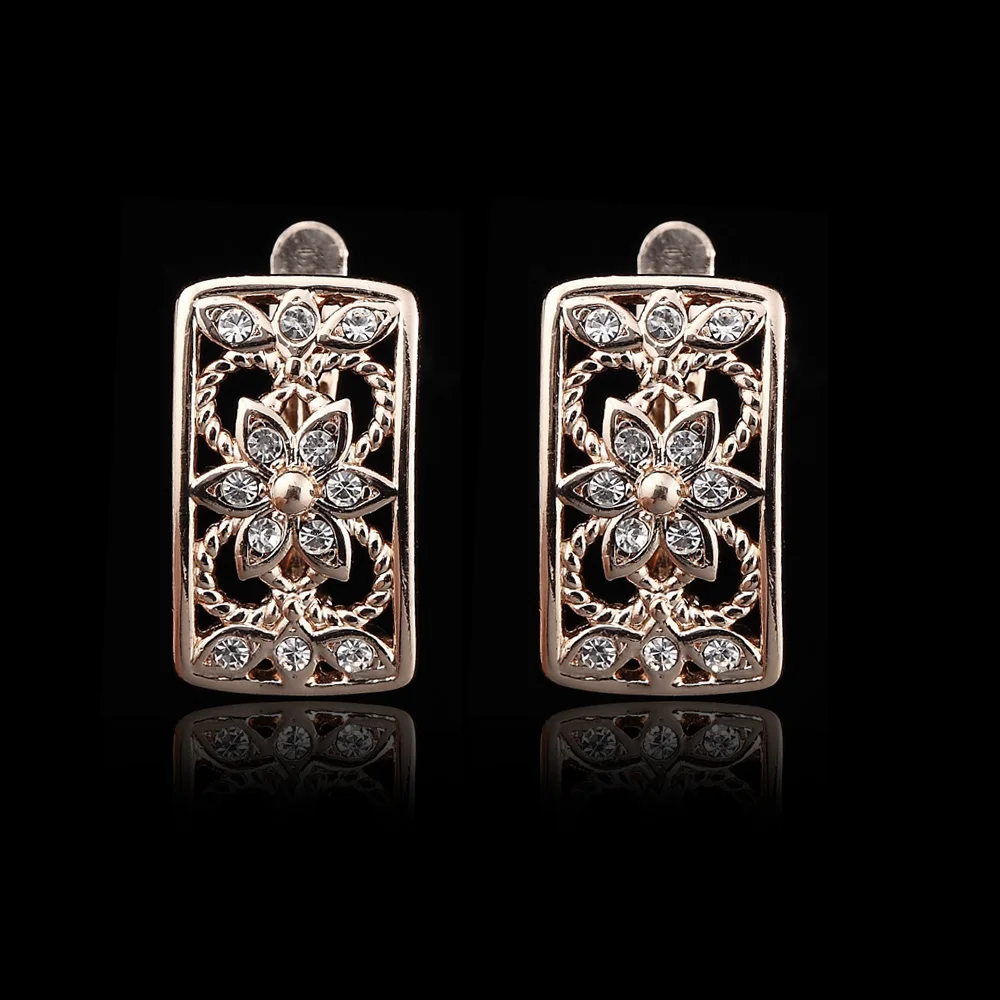 Женские серьги с фианитами золотистые длинные в форме цветка 585|earrings for|earrings for