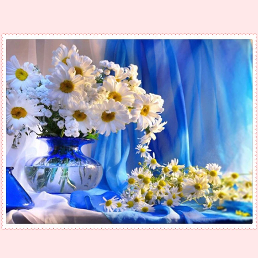 

3D Daisy Silk 70x90cm Diamond Embroidery Diy Diamond Square Drill Rhinestone Pasted Crafts Needlework Home Decoration