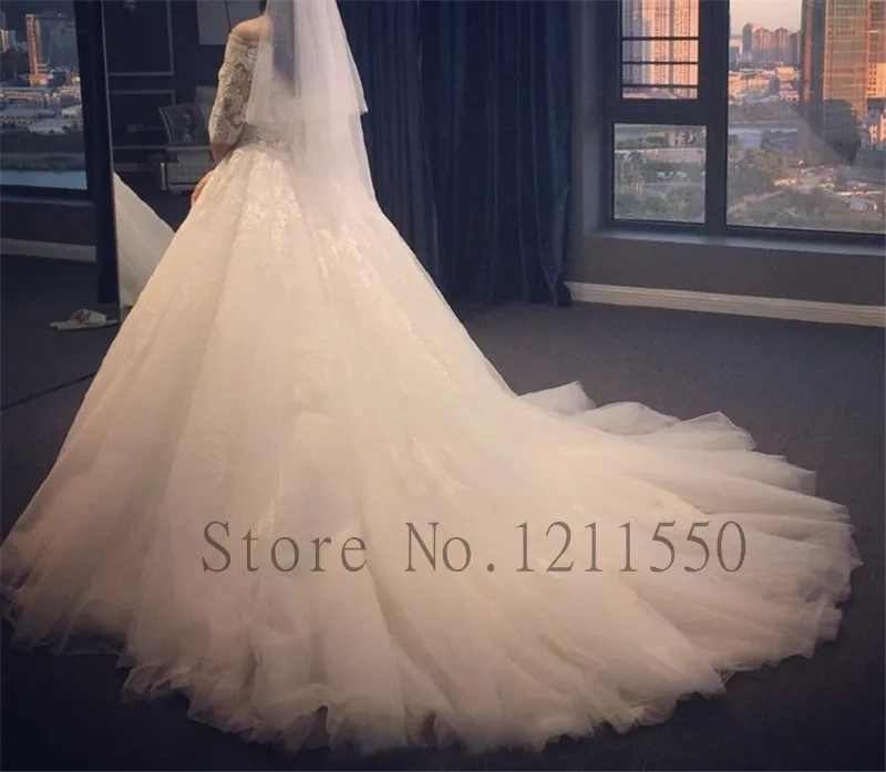 Elegant A Line Lace Wedding Dresses 2019 Custom Made Half Sleeves Sequins Vintage Bridal Vestido De Noiva IZ395 | Свадьбы и