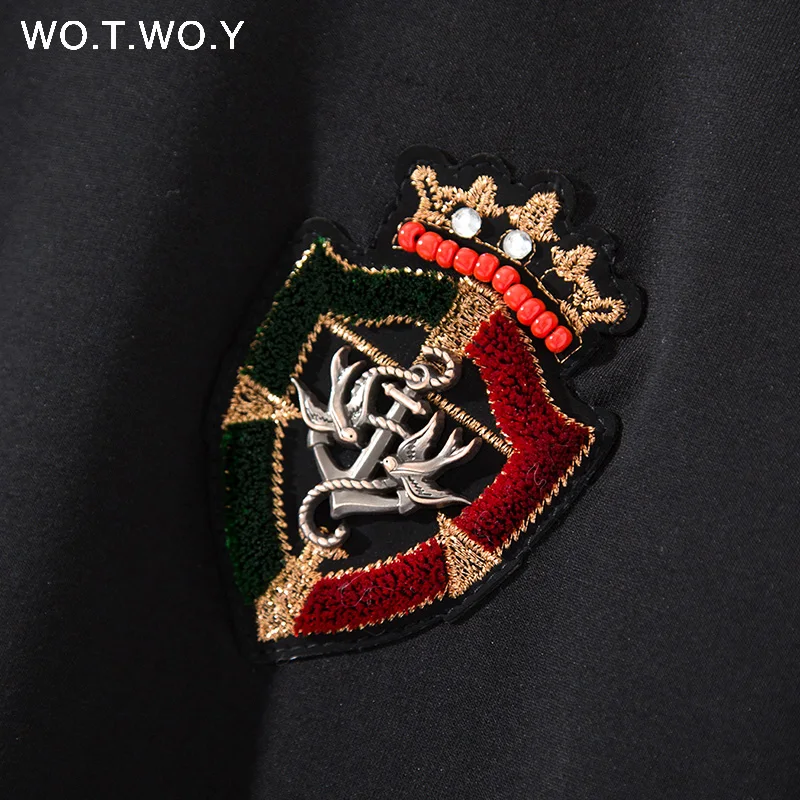 Женское длинное платье рубашка WOTWOY черное Повседневное с аппликацией в виде