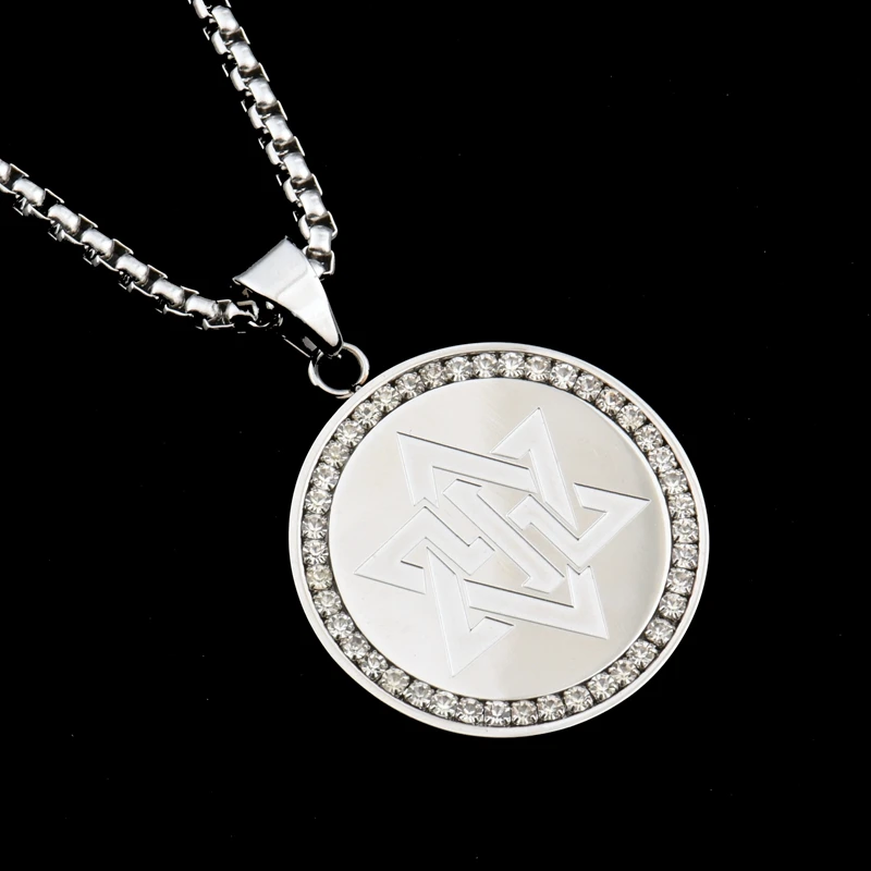 Goofan шесть звезда Давида Круглый Rhinestone Подвеска Цепочки и ожерелья