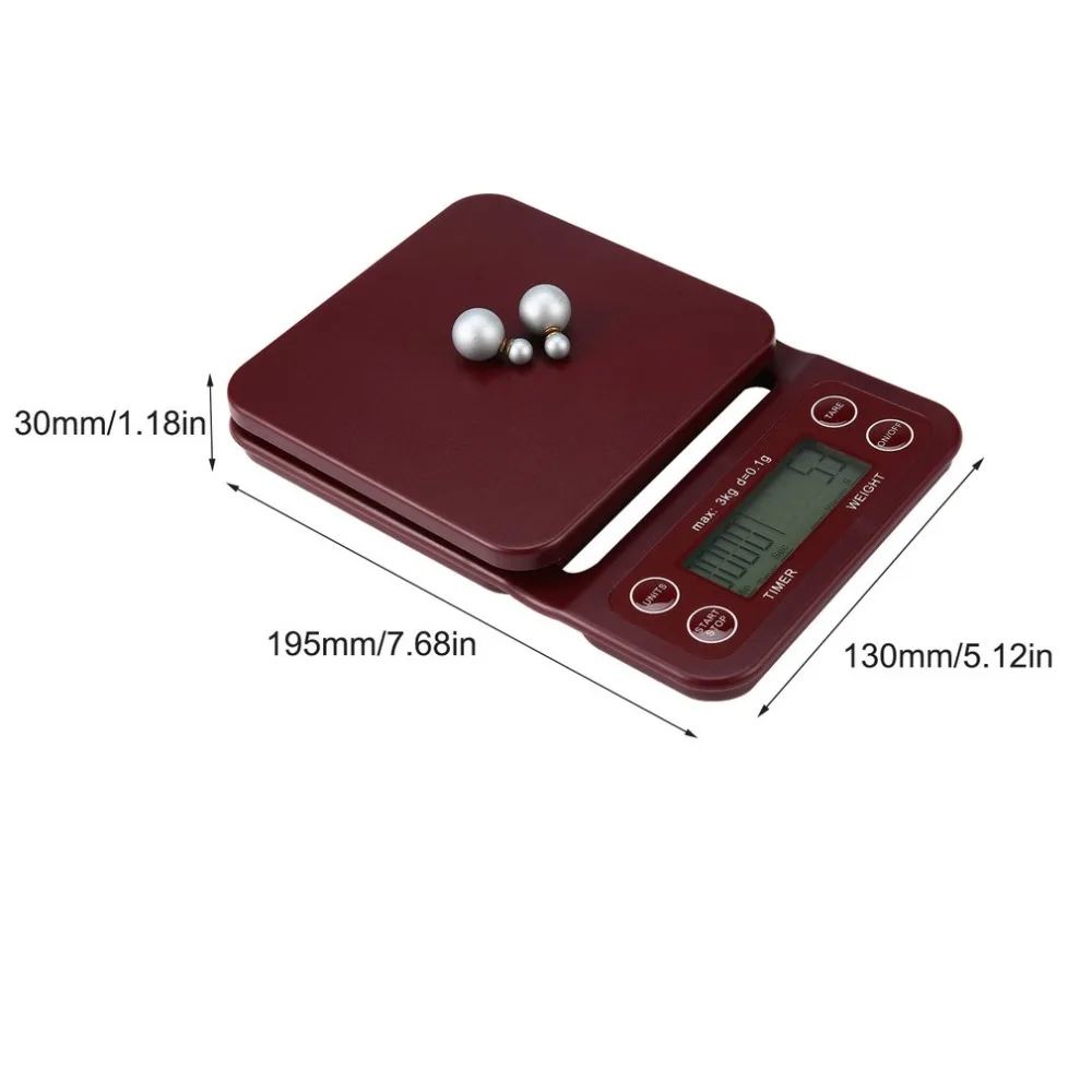 Digital Electronic Coffee Scale 3kg/0.1g Platform with Timer Function Tare for Cooking Making | Инструменты