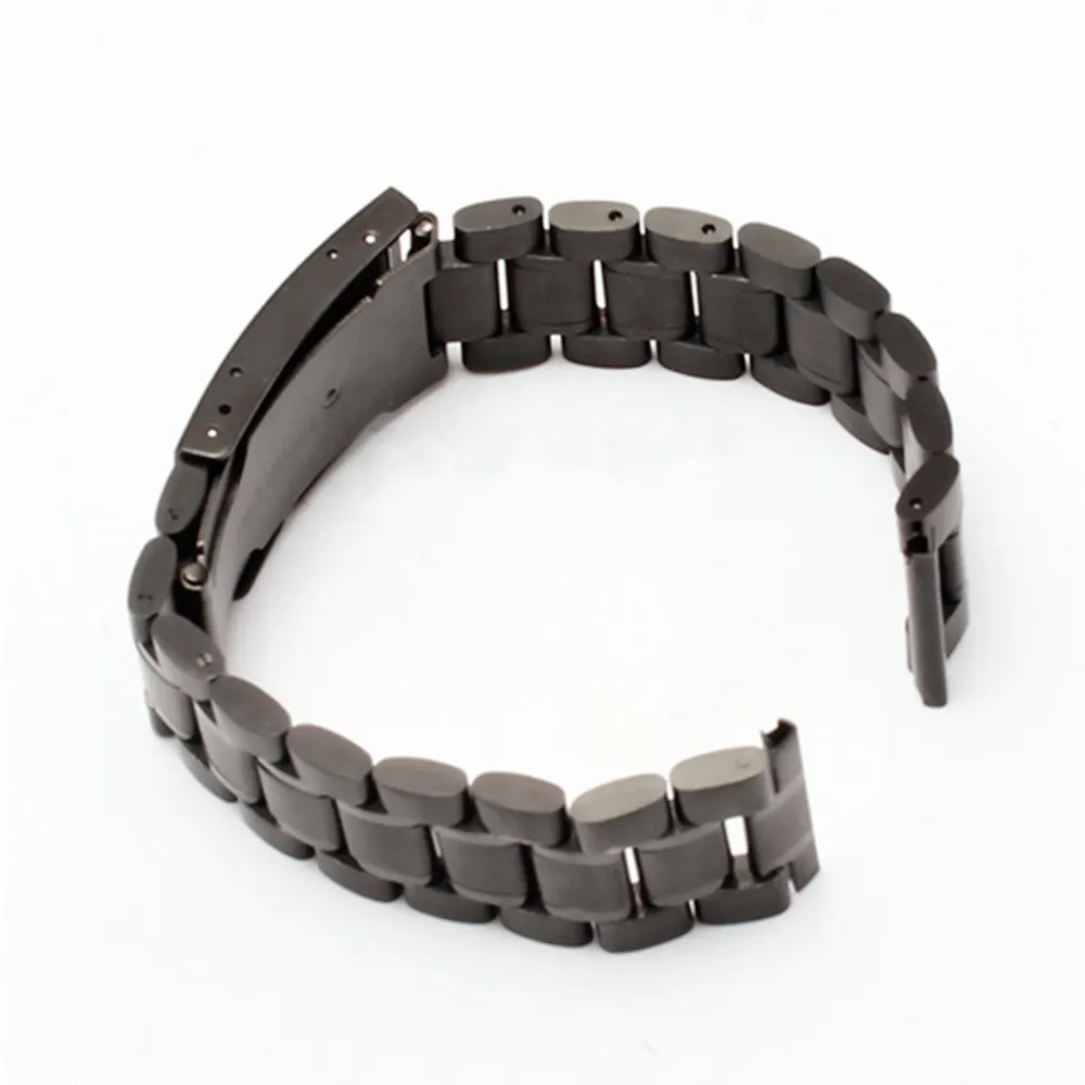 

Generic 18/20/22/24mm Straight End Black Stainless Steel Bracelet Watch Band Solid Links PVD Black