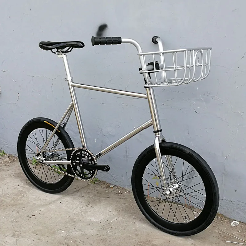 Fixie велосипед 20 дюймов с фиксированной передачей Велосипед трек велосипед 30 мм обод рама дорожный велосипед с передней V Тормозной корзиной - Цвет: sliver