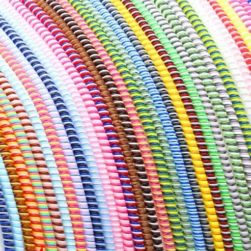 

50PCS/lot Length 1.4M 3 in 1 Colorful TPU spiral USB Charging cable cord protector wrap cable winder for iphone 5 5s 6 6s 7