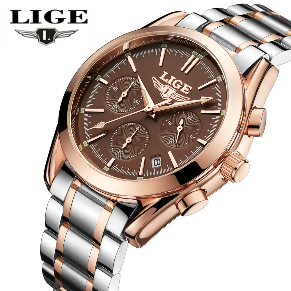 Reloj Hombre 2017 LIGE модные хронограф спортивные мужские часы лучший бренд класса люкс