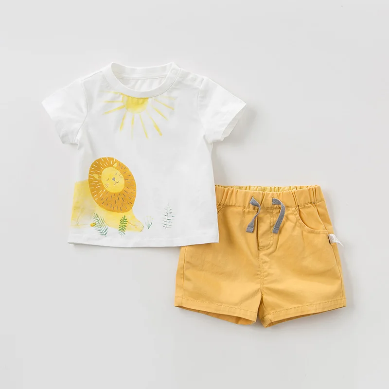 DBZ10269 dave bella summer baby boys fashion clothing sets casual short sleeve suits children print clothes |