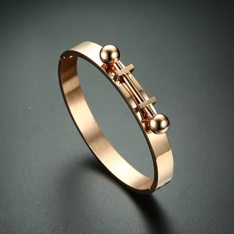 Vnox Unique Cuff Bracelet Armband Elegant Rose Gold Tone Bangle for Women Bracelets Manchette Bangles Pulseiras |