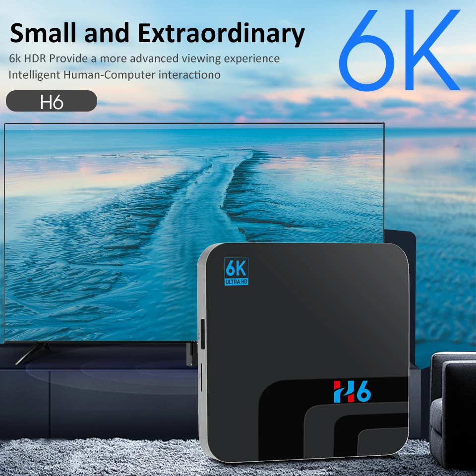 Оригинальный H6 Android tv box ip 6k 4G 32G Netflix Smart BOX 9 0 6K HD H.265 2 4/5 8G WiFi медиа ТВ android