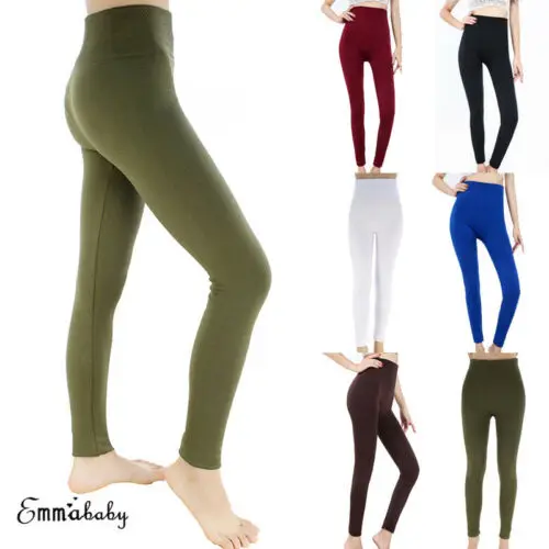 2019 New Womens Leggings Warm Black Fleece Velvet Thermal Pants Slim 5 Color Solid High Waist | Женская одежда