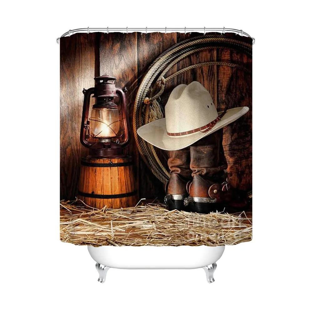 Винтажная занавеска для душа в западном стиле искусство ковбоя верховой езды