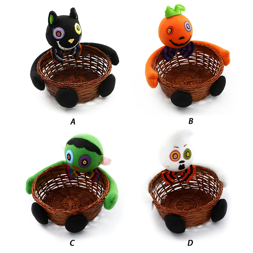 Черный игрушечная кошка Хэллоуин Тыква фрукты украшение чаша ручной работы