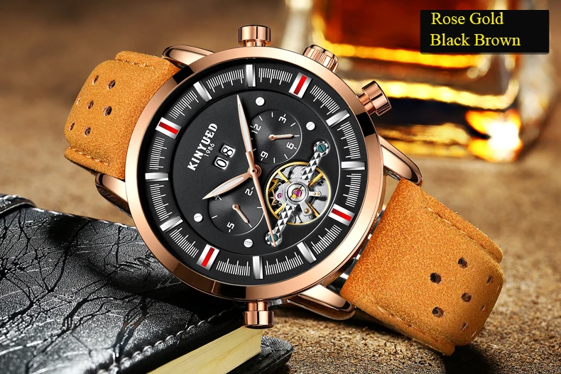 KINYUED Для мужчин s лучших брендов механические часы Роскошные Perpetual Tourbillon автоматические часы Для Мужчин Скелет календарь Relogio Masculino