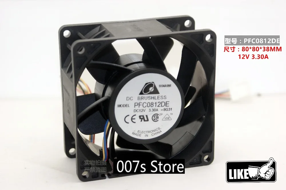 

New Radiator Cooling Cooler Fan For DELTA PFC0812DE 8038 8CM PWM 12V3.3A 4PIN 80X80X38MM Industrial Case Axial Large Air Volume