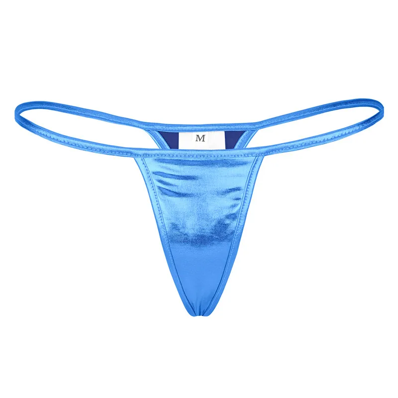 Blue Женское нижнее белье, трусики, стринги, нижнее белье для спортзала, купальник, костюмы, блестящие, низкая посадка, бикини, трусы, стринги, Т-образные трусы - Цвет: Blue