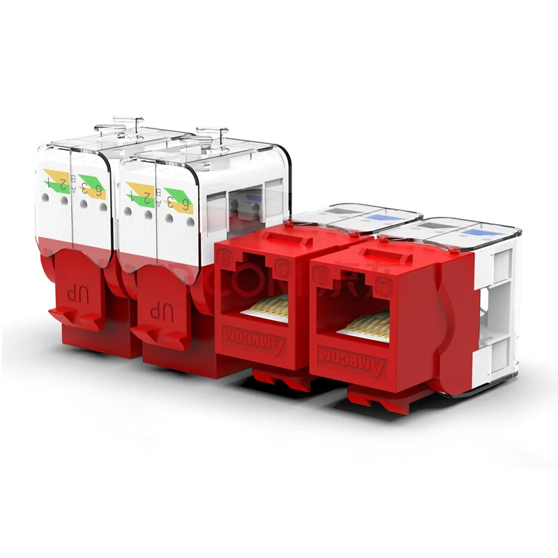 CAT6 Red CAT6/CAT5e инструмент меньше трапецеидальное гнездо, AMPCOM RJ45 UTP Keystone модуль адаптера без Пробивной требуется инструмент муфты-1/2/10 шт. в комплекте - Цвет: CAT6 Red